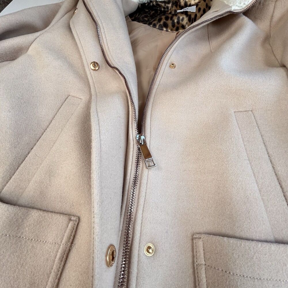 Nine West Parka Coat Jacket Faux Fur Trim Hood Pinkish-Beige Women's XL - Picture 15 of 16